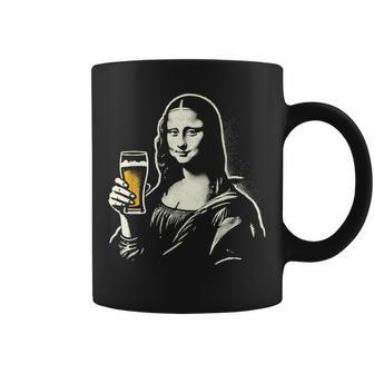 Mona Lisa Con Cerveza Bar Pub Crawl Fiesta Hombres Es Cerveza Divertida Taza de café - Regaloses