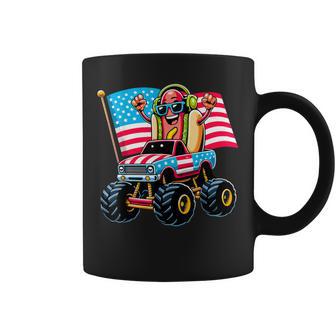 Monster Truck Hotdog American Flag Usa 4Th Of July Kids Men Coffee Mug - Thegiftio UK