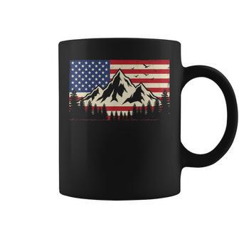 Mountain Landscape American Flag Nature 4Th Of July Usa Coffee Mug | Seseable UK