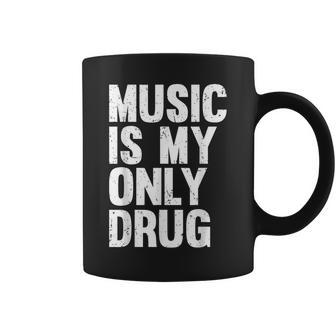 Music Is My Only Drug グラフィックプリント コーヒーマグ - Kawaiitshirt