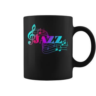 Musicien De Jazz Coloré Feuilles De Musique De Jazz Notes Tasse - Cadeauxyz