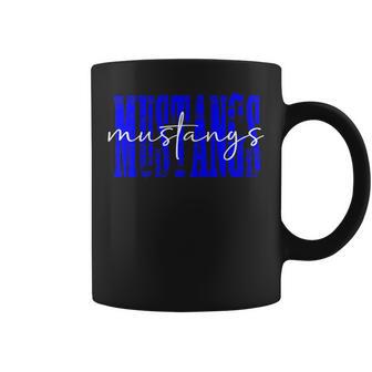 Mustangs School Spirit Game Day Blue Mustang Distressed Coffee Mug - Thegiftio UK