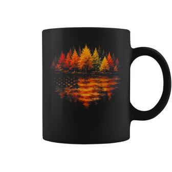 Nature Reflection Usa Flag Forest Trees Outdoor Wildlife Coffee Mug | Seseable UK