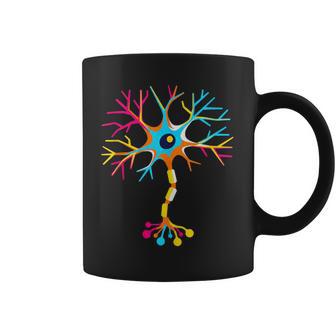 Neurobiología Neurona Célula Cerebro Ciencia Colorido Mínimo In Mangas Taza de café - Regaloses