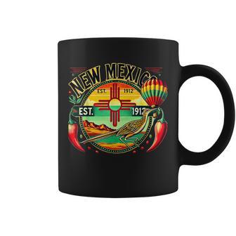 New Mexico Zia Symbol Roadrunner & Chile Peppers Est 1912 Coffee Mug - Thegiftio UK