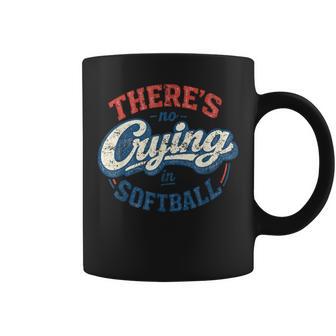 No Crying In Softball Retro Graphic Coffee Mug - Thegiftio UK