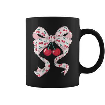 Noeud Rose Coquette Avec Cerises Jolie Coquette Tasse - Cadeauxyz