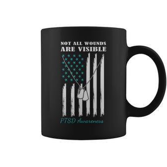 Not All Wounds Are Visible Usa Flag Ptsd Awareness Coffee Mug - Thegiftio UK