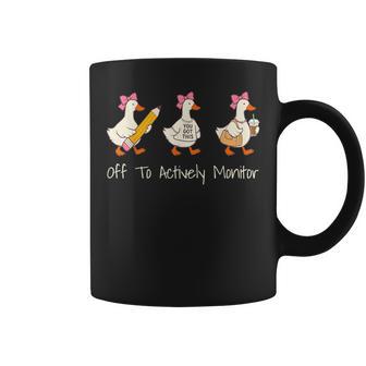 Off To Actively Monitor Test Day Teacher Testing Day Goose Coffee Mug - Thegiftio UK
