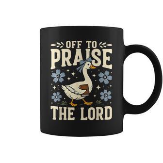 Off To Praise The Lord Bible Verse Christian Faith Goose Coffee Mug - Thegiftio UK