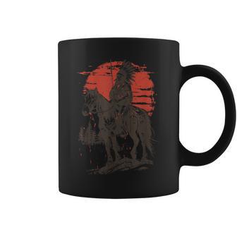Paseo A Caballo En Jefe Indígena Nativo Americano Taza de café - Regaloses