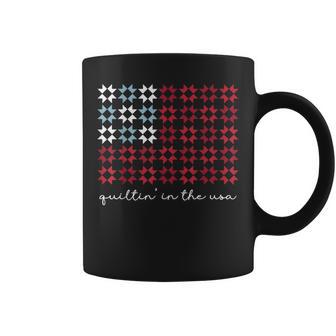 Patriotic American Flag Quilt Block Quilting Sewing 4Th July Coffee Mug | Mazezy