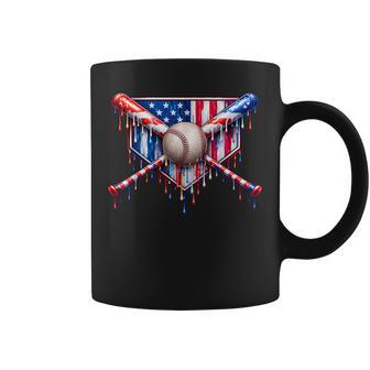 Patriotic Baseball Drip American Flag Boys Youth 4Th Of July Coffee Mug - Thegiftio UK