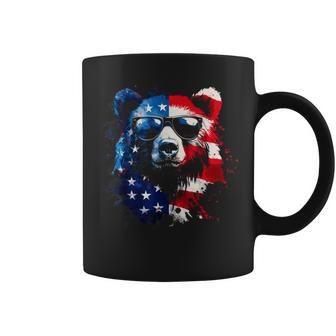 Patriotic Bear American Flag Grizzly Bear 4Th Of July Coffee Mug - Thegiftio UK