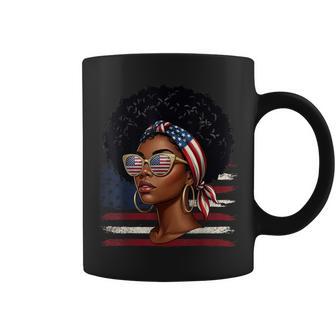 Patriotic Black African American Messy Bun 4Th Of July Coffee Mug - Thegiftio UK