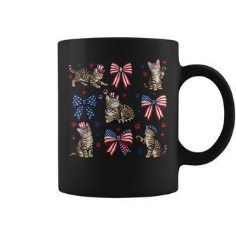 Patriotic Cat 4Th Of July Bow American Flag Girls Women Coffee Mug - Thegiftio UK