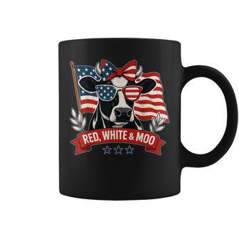 Patriotic Cow Usa Flag 4Th Of July Red White And Moo Coffee Mug - Monsterry