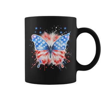 Patriotic Girls American Flag Butterfly Fourth Of July Coffee Mug - Thegiftio UK