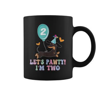 Lets Pawty I'm Two Dachshunds Dog Birthday 2 Year Old Coffee Mug - Thegiftio UK