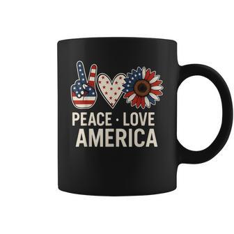 Peace Love America Us Flag Fourth 4Th Of July Patriot Coffee Mug - Thegiftio UK