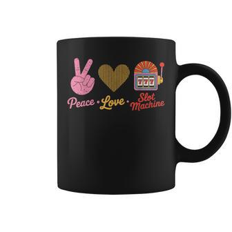 Peace Love Slot Machine 777 Retro Casino Women Coffee Mug - Monsterry