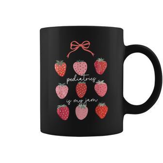 Pediatrics Is My Jam Pediatrician Squad Peds Strawberry Bow Coffee Mug - Thegiftio UK