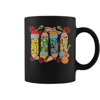 Pencil Teacher Cinco De Mayo Fiesta Mexican Taco Teaching Coffee Mug - Monsterry