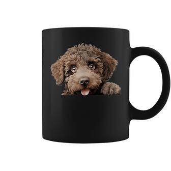 Perro De Agua Español Mamá Papá Peeking Puppy Taza de café - Regaloses