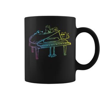 Piano Cats Piano Lover Piano Player Pianista Amante De Los Gatos Taza de café - Regaloses