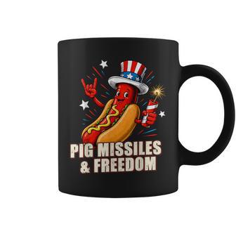 Pig Missiles And Freedom 4Th Of July Patriotic Hotdog Coffee Mug - Thegiftio UK