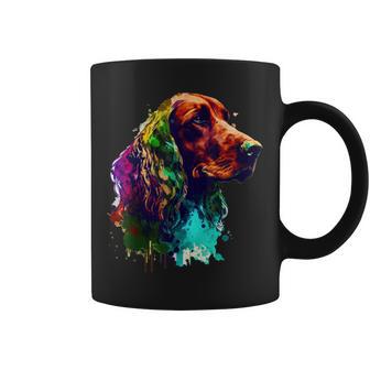 Pintura Al Óleo Irlandesaetter Perro Lindo Retrato Colorido Taza de café - Regaloses