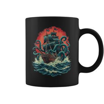 Pirate Ship Kraken Ocean Battle Giant Octopus Sea Monster Coffee Mug - Thegiftio UK