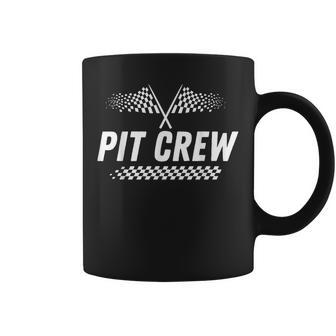 Pit Crew Race Car Checkered Flag Racing Car Family Birthday Coffee Mug | Mazezy