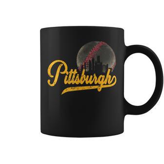 Pittsburgh Jersey Style Vintage Pittsburgh Skyline Coffee Mug - Thegiftio UK