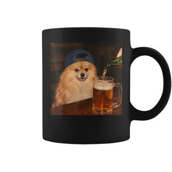 Pomeranian Drinking Beer Fathers Day Dog Meme Coffee Mug | Mazezy