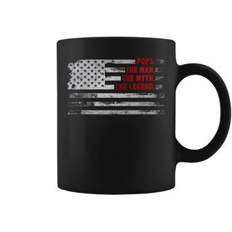 Pops The Man Myth Legend American Usa Flag Father’S Day Coffee Mug - Monsterry