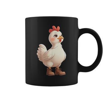 Poule Avec Bottes Ferme Tasse - Cadeauxyz