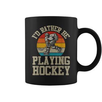Prefiero Estar Jugando Al Jugador De Hockey Retro Amante Del Hockey Taza de café - Regaloses