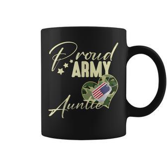Proud Army Auntie Camouflage Dog Tag Usa American Flag Coffee Mug - Monsterry