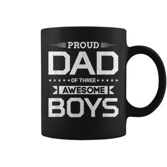 Proud Dad Of Three Awesome Boys Father Sons Holiday Coffee Mug - Monsterry