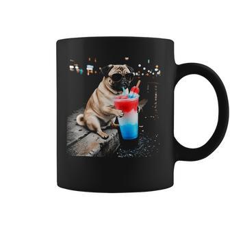 Pug Patriotic Slushie Graphic Pug Drinking Slushie Dog Meme Coffee Mug - Thegiftio UK