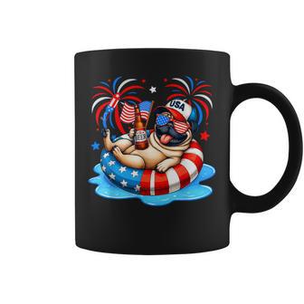 Pug Sunglasses Drinking Beer Relaxing 4Th Of July Owner Coffee Mug - Thegiftio UK