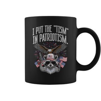 I Put Tism In Patriotism Raccoon Saying Kids Coffee Mug - Thegiftio UK