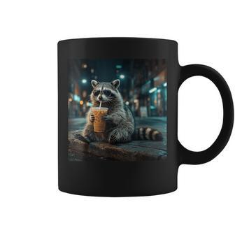 Raccoon Drinking Iced Coffee Animal Meme Coffee Mug - Thegiftio UK