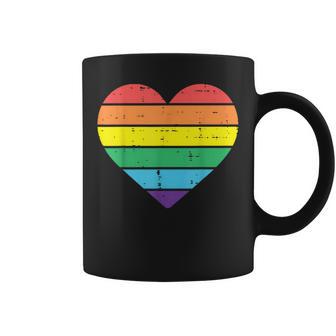 Rainbow Gay Heart Vintage Love Lgbtq Pride Flag Women Coffee Mug - Thegiftio