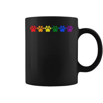Rainbow Paw Prints Lgbtq Pride Minimalist Coffee Mug - Thegiftio