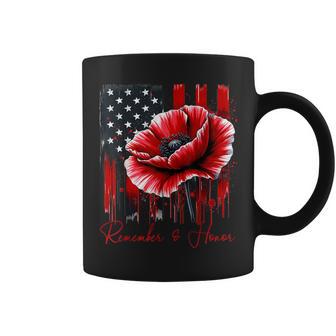 Red Poppy Flower Memorial Day Veterans Day American Flag Coffee Mug - Thegiftio UK