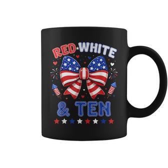 Red White & Ten 4Th Of July 10Th Birthday Patriotic Bow Coffee Mug - Thegiftio UK