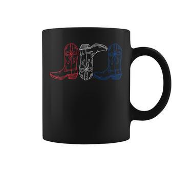 Red White Blue Cowgirl Boots 4Th Of July Western Retro Boots Coffee Mug - Thegiftio UK