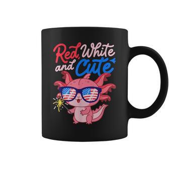 Red White And Cute Axolotl Patriotic Fourth Of July Coffee Mug - Thegiftio UK